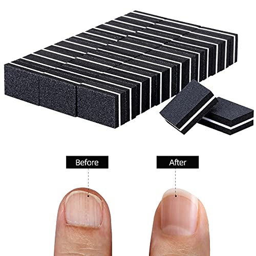 100 Pcs Mini Buffers for Nails 180/100 Grit Buffer for Acrylic Nails for Nail Care(Black)