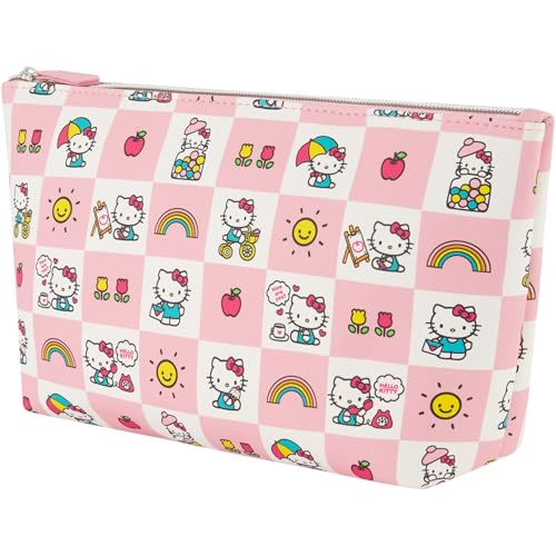 Hello Kitty Travel Makeup Bag, Trapezoid Cosmetic Organizer Pouch for Women