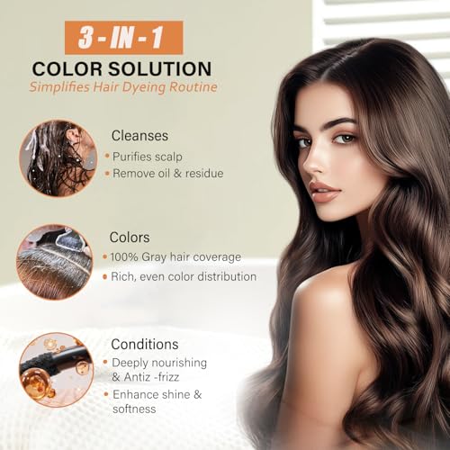 GURKOOYD Silver Hair Dye Shampoo 3-in-1, Instant Hair Color for Women & Men, Semi-Permanent, Herbal Formula, 16.9 Fl Oz