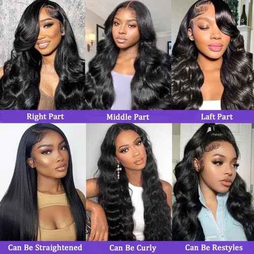Redice 32-Inch 13x6 Body Wave Lace Front Human Hair Wig - Pre-Plucked, Glueless, 200% Density HD Transparent Lace With Baby Hair