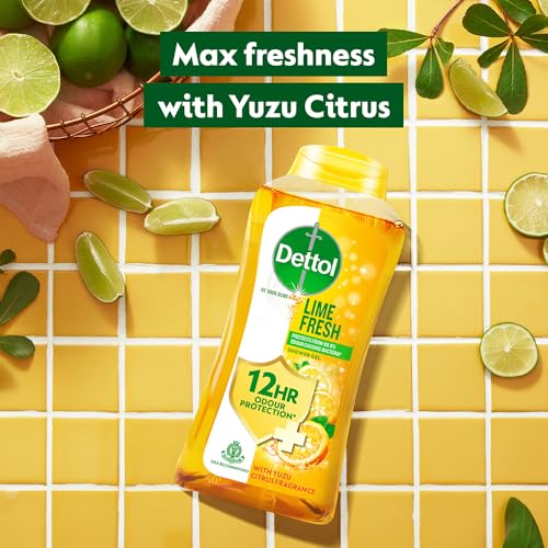 Dettol Body Wash and Shower Gel | Lime Fresh | For Women and Men | 250ml (8.45 fl oz)