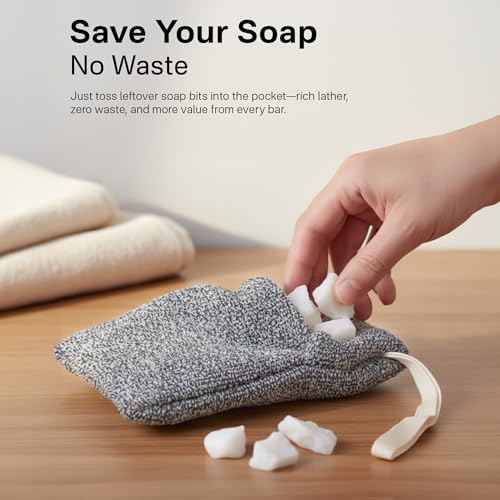Yiclick Soap Bag 2 Pack - Gray Exfoliating Mesh Pouch for Shower & Travel