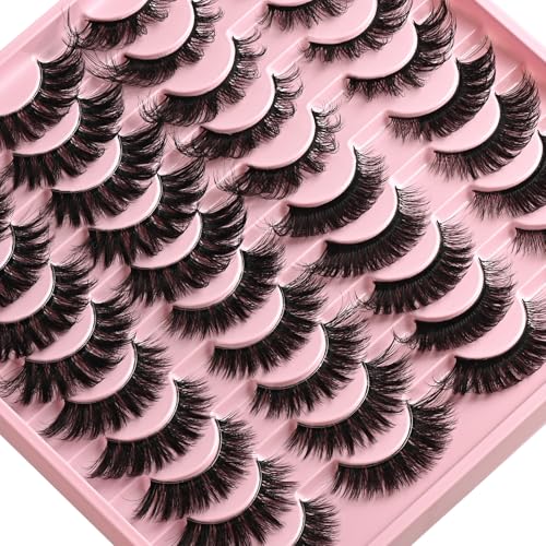 FARRED 20 Pairs Wispy Cat Eye False Eyelashes - Fluffy Mink Lashes