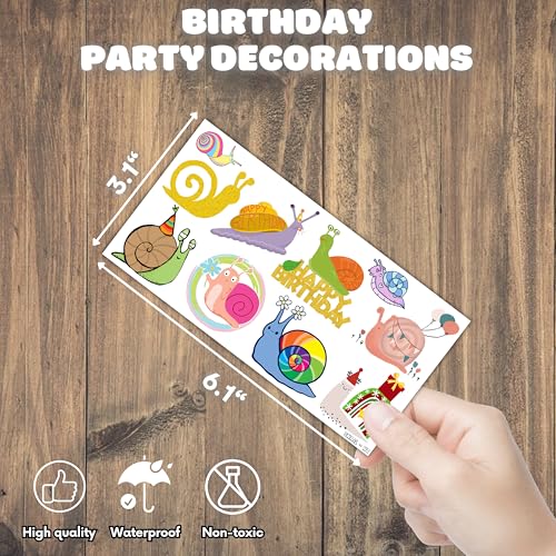 Snail Temporary Tattoos 8 Sheets 81 PCS Party Favors