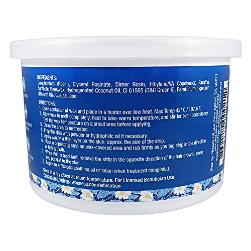 Waxness Hard Wax Tin Azulene 14 oz (400 g) ? Stripless professional Hard Wax with Azulene for Face & Body ? Made in Italy