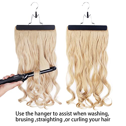 RJMBMUP 1 Pack Hair Extensions Storage Bag with Wooden Hanger - Black