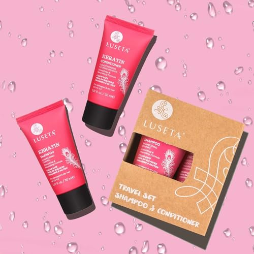 Luseta Keratin Shampoo & Conditioner Set for Damaged Hair 16.9 Fl Oz + 1.01 Fl Oz Pack of 4