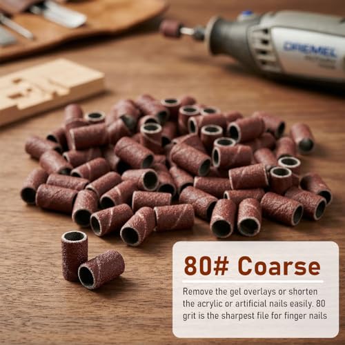 100Pc Nail Sanding Bands 80 Grit with 3/32" Mandrel