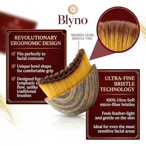 Premium Lymphatic Contour Face Brush New 2-in-1 for Sculpting, De-Puffing & Relieve Tired Face - 100% Ultra-Fine Bristle & Hypoallergenic Ergonomic Curve Lymphatic Drainage Massager for Face & Body