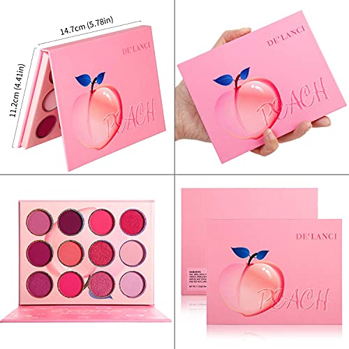 DE'LANCI Pink Eyeshadow Palette - 12 Shades, Highly Pigmented