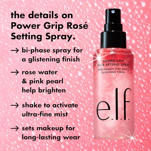 e.l.f. Power Grip Rosé Setting Spray – Glistening Finish
