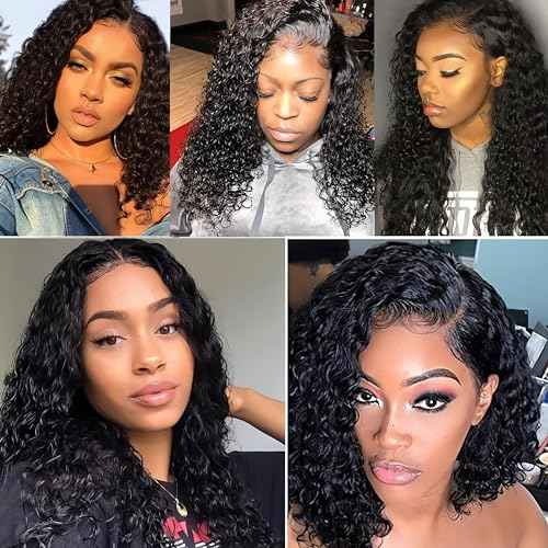 Brazilian Water Wave Bundles With Lace Closure - Wet and Wavy Human Hair 5 Bundles (50g/bundle) With 4x4 Free Part Closure - Deep Curly (8/8/8/8/8+8" Closure)