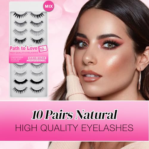 Path to Love 10 Pairs False Eyelashes - Mixed Styles C10H2-4, Natural & Voluminous
