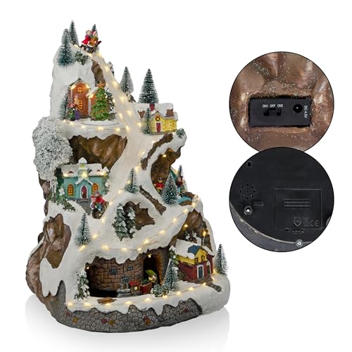 Alpine Corporation 18"H Indoor Animated Winter Wonderland Set with LED Lights and Music