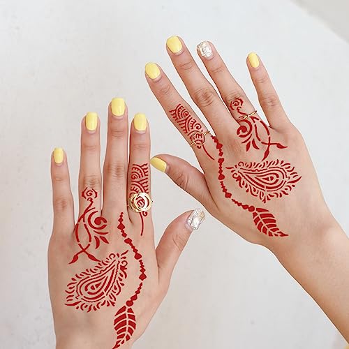 24 Sheets Henna Tattoo Stencils Kit for Hand, Indian Arabian Temporary Tattoo Template Mehndi Stencil Stickers