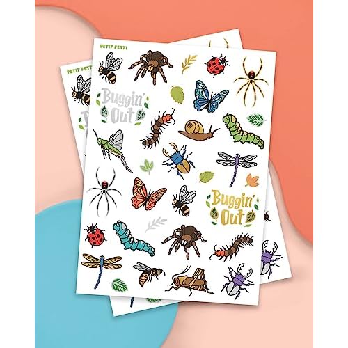 xo, Fetti Bug Temporary Tattoos - 48 Glitter Styles | Buggin' Out Insect Birthday Party Supplies, Bees, Spiders, Beetles, Butterflies, Arts and Crafts