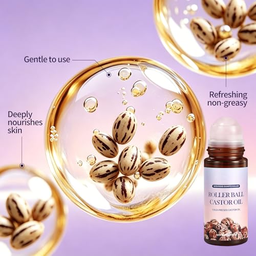 Rose Quartz Castor Oil Roller - Cold-Pressed, 1.7 fl oz