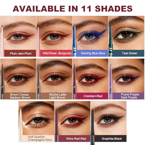 Black Waterproof Gel Eyeliner Pencil for Mature Eyes, Retractable & Smudge-Proof
