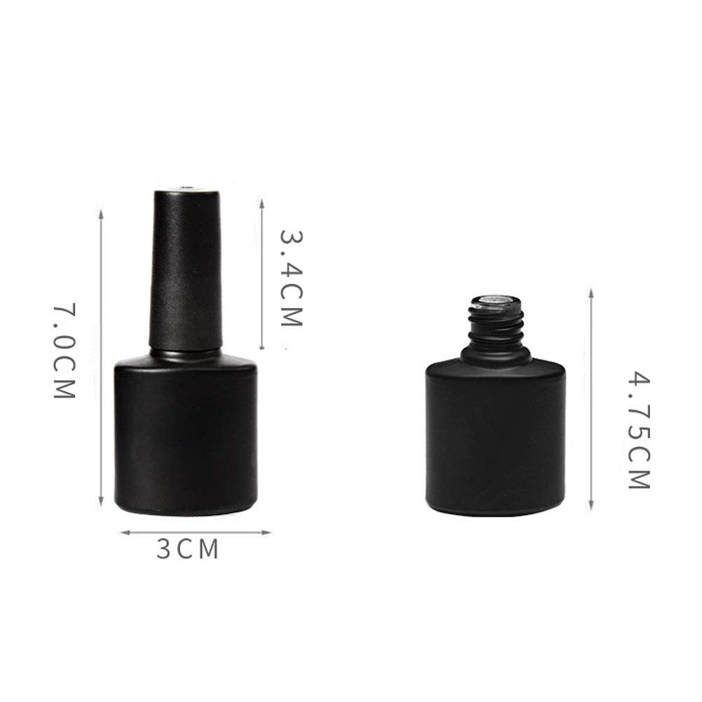 10 Pcs 10ml Glass Nail Polish Bottles Empty Refillable Nail Polish Bottle Containers with Brush Cap for Nail Art Sample (Black)