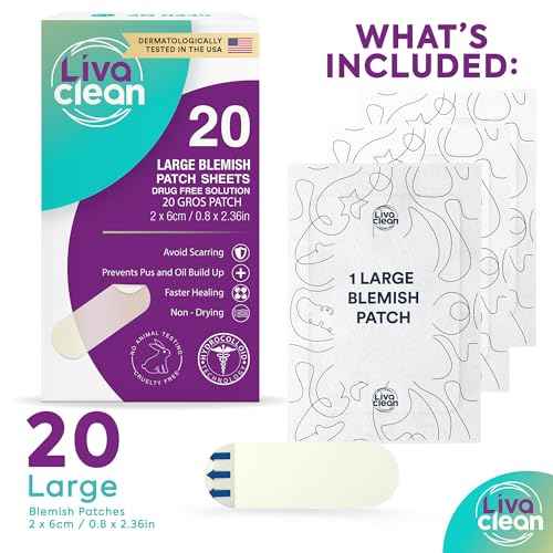 20 CT LivaClean Large Hydrocolloid Acne Patches - for Pore Spots Nose Face Cystic Pimple Zit Patch - Big Pimple Patches Hydrocolloid Bandages Strips