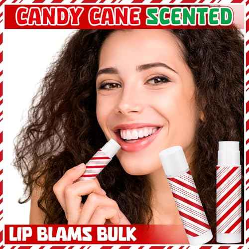 100 Pcs Christmas Candy Flavor Lip Balms Bulk Holiday Peppermint Candy Flavor Lip Balms Christmas Party Gifts Stocking Stuffers Bulk Thank You Gifts for Employee Staff Coworkers Teacher