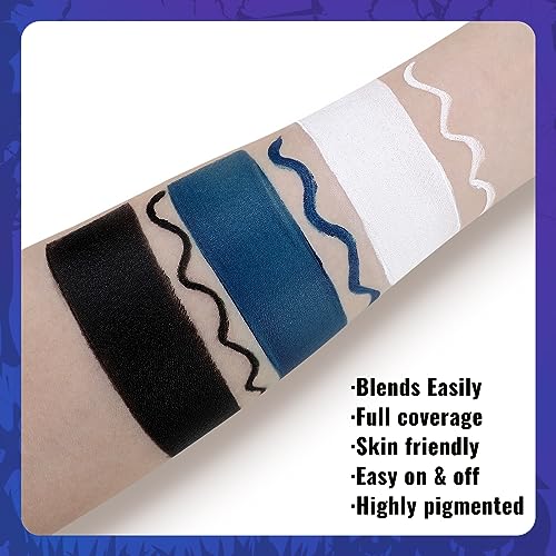 White Black Blue Face Paint Kit with Sponge & Brush