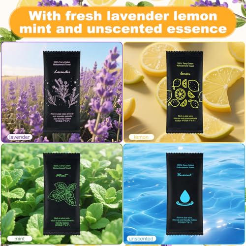Lavender Lemon Unscented Mint Bulk Moist Cotton Towelettes 40 Pack - Travel & Face Wipes