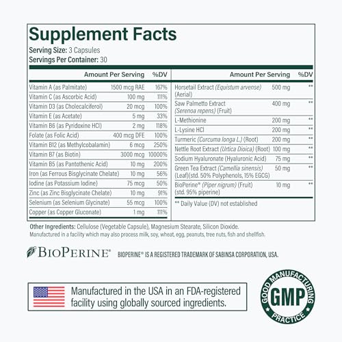 Noophoric Hair Growth Vitamins for Women and Men - Natural Hair Loss Supplement for Fuller Thicker Hair - Hair Skin and Nails Vitamins for Thinning and Shedding, 90 Capsules