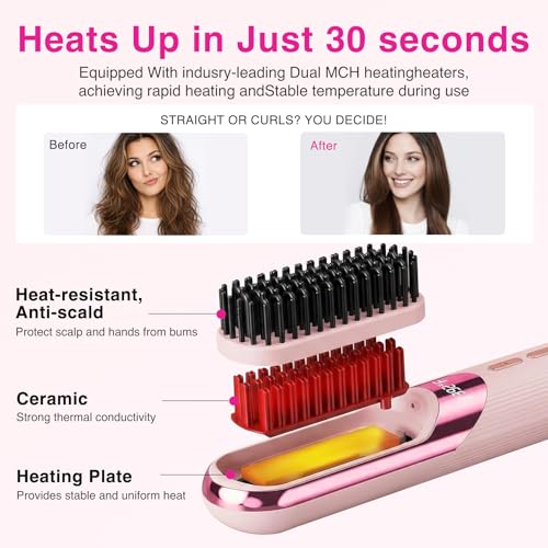 BUFAZO Go Brush Pro Cordless Hair Straightener Brush