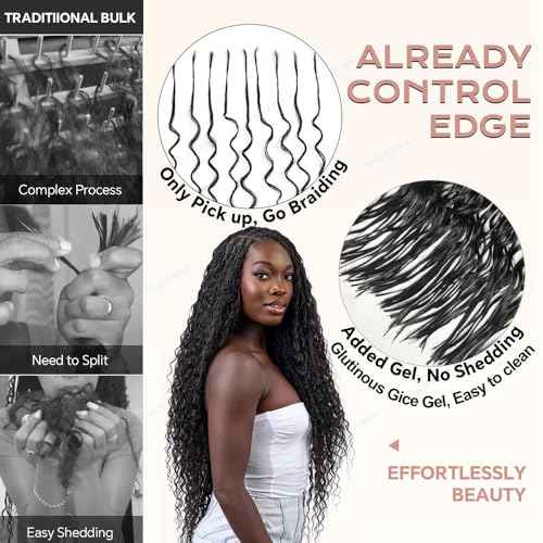 Pre-Divided Curly Bulk Human Hair For Boho Braids Loose Deep Wave Bulk Human Hair For Braiding Double Drawn Extensions (320 Roots)16inch/100g