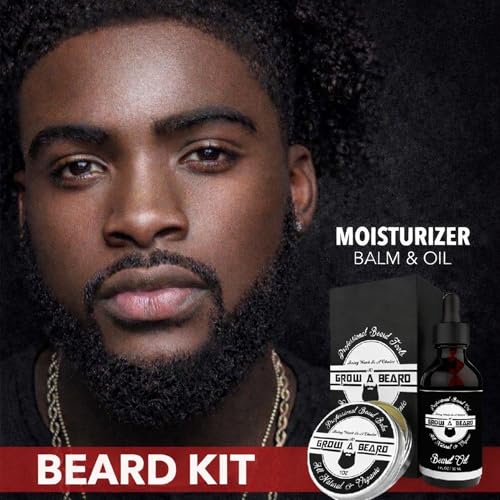 Beard Brush, Beard Comb, Beard Oil, & Beard Balm Grooming Kit for Men's Care, Travel Facial Hair Set for Growth, Styling, Shine & Softness, Great Gifts for Him, Fathers Day, Dad Gifts