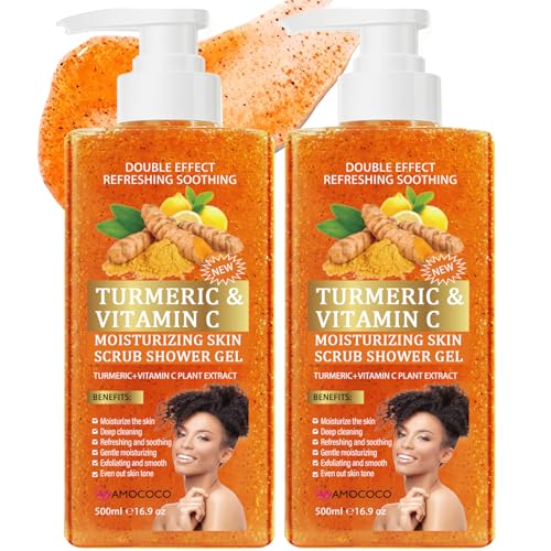 Turmeric Vitamin C Body Scrub Exfoliating Shower Gel, 2-Pack 16.9 fl oz
