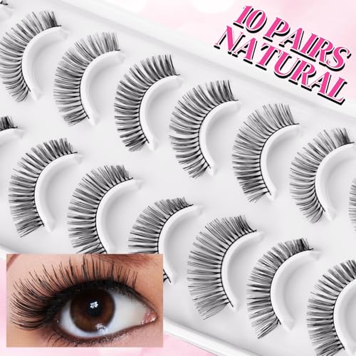 Path to Love C10D1# Wispy Natural Fake Eyelashes 10 Pairs, Waterproof, Beginner Friendly
