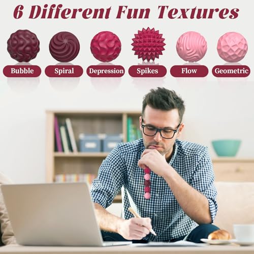 PARTY TONIGHT Red Silicone Magnetic Fidget Balls Set - 6PCS Stress & Anxiety Relief Toys for Adults & Teens