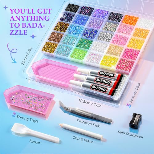 40,000 Pcs Flatback Rhinestones Bedazzling Kit - 30 Colors