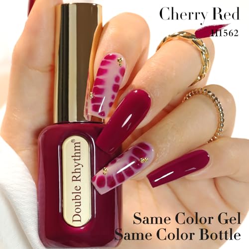Double Rhythm Blood Red Gel Nail Polish 0.5oz UV, Hema-Free, Long-Lasting