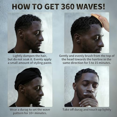 Curved Wooden 360 Wave Brush for Men with Boar Bristles