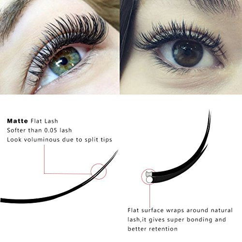 Matte Mink Flat Eyelash Extension 0.25 D Curl 12mm Ellipse Eyelashes False Mink Individual Eyelash Extension Professional Salon Used by Qeelasee