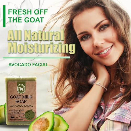 Honey Sweetie Acres Fresh Off The Goat All Natural Moisturizing 3 Oz Avocado & Goat Milk Facial Cleansing Bar ? Handcrafted, Eco-Friendly ? Made in USA