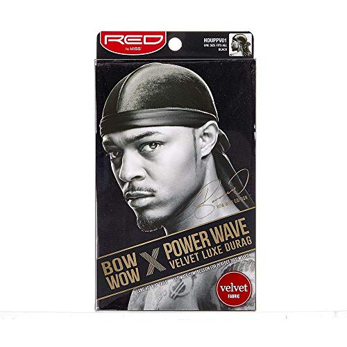 KISS RED Bow Wow Power Wave Velvet Luxe Durag (Black)