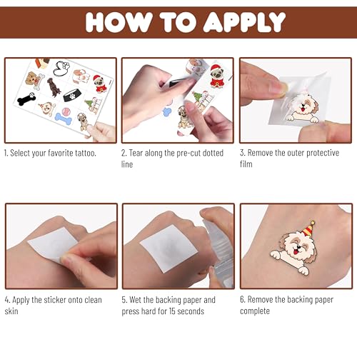 96-Piece Puppy Temporary Tattoos for Kids - Pre-Cut
