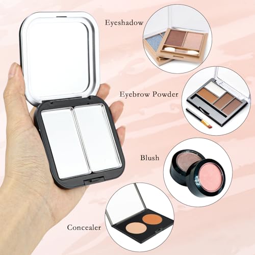 2Pcs Empty Eyeshadow Palette - Refillable Makeup Organizer with Grids