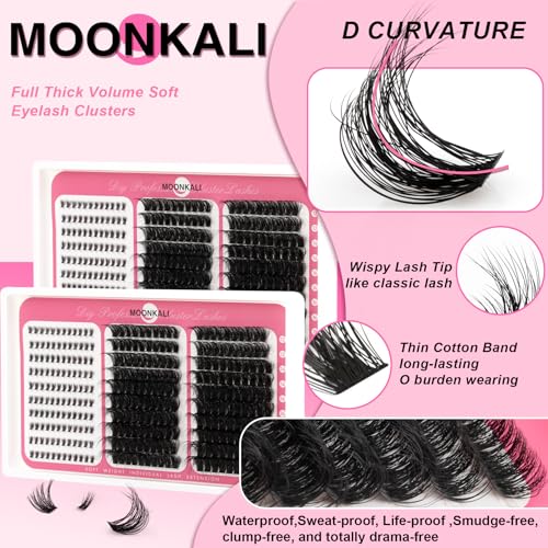 MOONKALI D Curl Lash Clusters 12-18MM with Lower Lashes 80D 100D