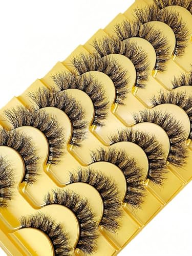 3D Mink False Eyelashes 10 Pairs Set - Natural & Fluffy