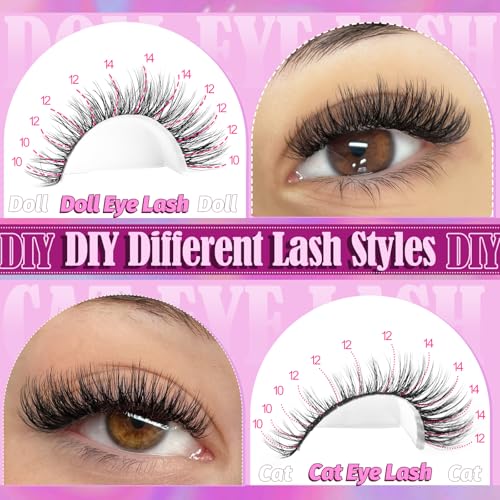 Yawamica Wispy Lash Clusters 10-14mm CC Curl 40D DIY Extensions