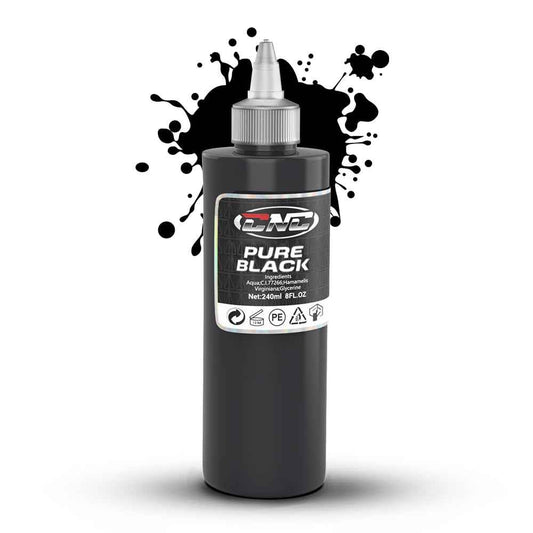 CNC 8oz Black Tattoo Ink Set 240ml Pure Black Vegan-Friendly Pigment Professional Tattoo Supplies for Lining, Shading, Blending Premium Skin-Safe Inks TI6003-240-001