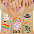 52 Iridescent Pride Temporary Tattoos with Rainbow Designs