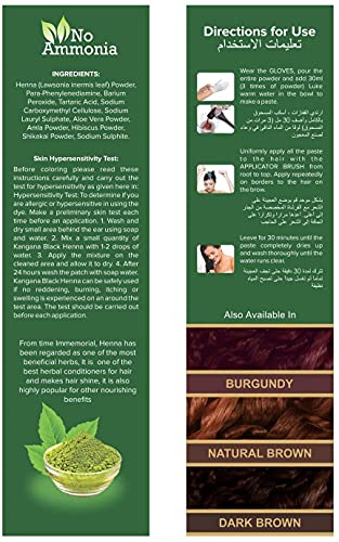 Kangana Black Henna Hair Dye - 100% Grey Coverage, 6 Pouches