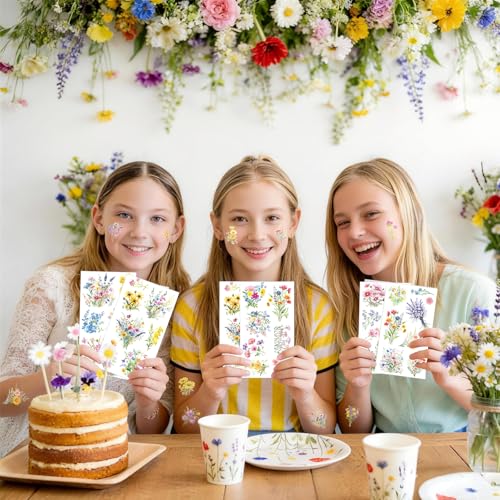 76 Wildflower Temporary Tattoos for Kids & Adults – 10 Sheets