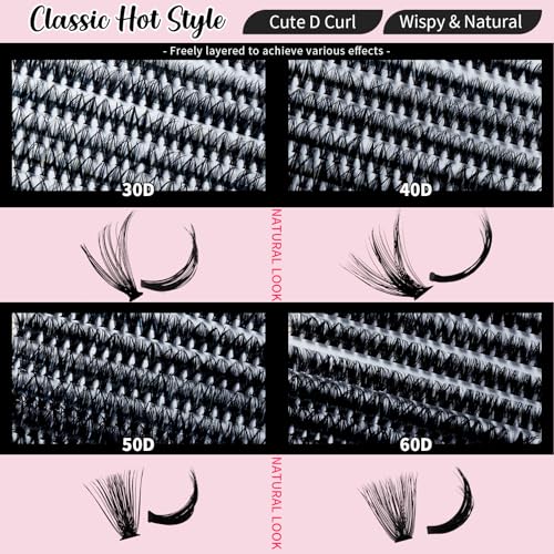 Lash Extension Kit 30D+40D+50D+60D DIY Lash Clusters 640pcs Cluster Lashes Individual Lashes Eyelash Extension Kit with Lash Bond and Seal,Lash Tweezers(30D+40D+50D+60D Kit,10-16mm)